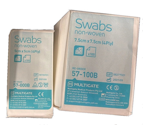 Swabs Non-Woven 7.5cm x 7.5cm 100swabs