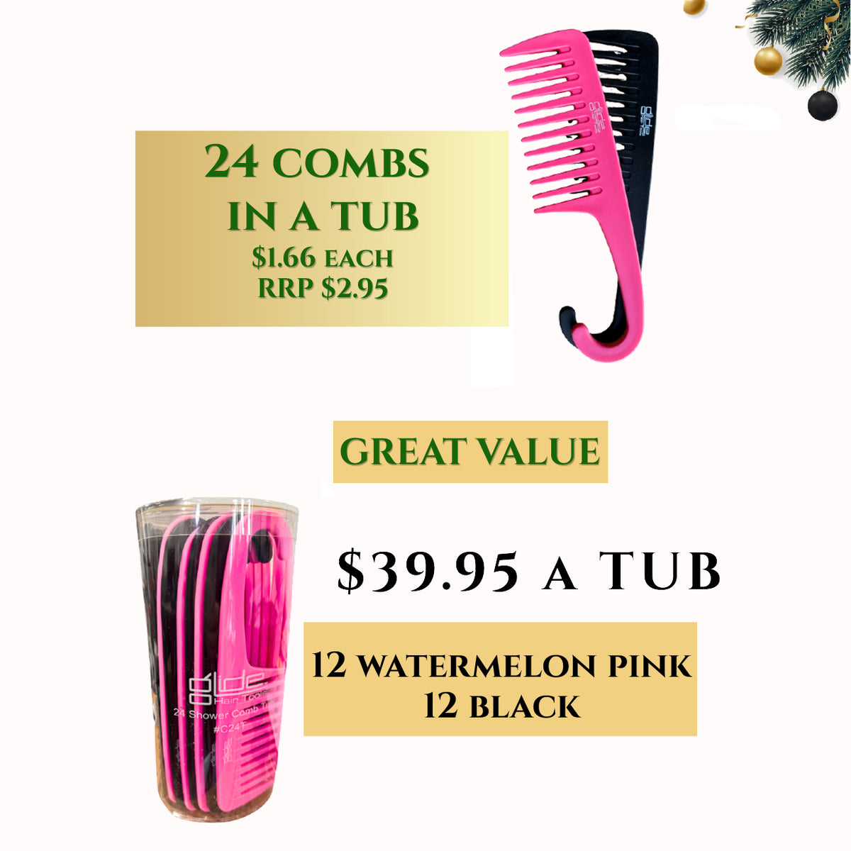 Glide Tub Of 24 Shower Combs - Professional Salon Shower Comb