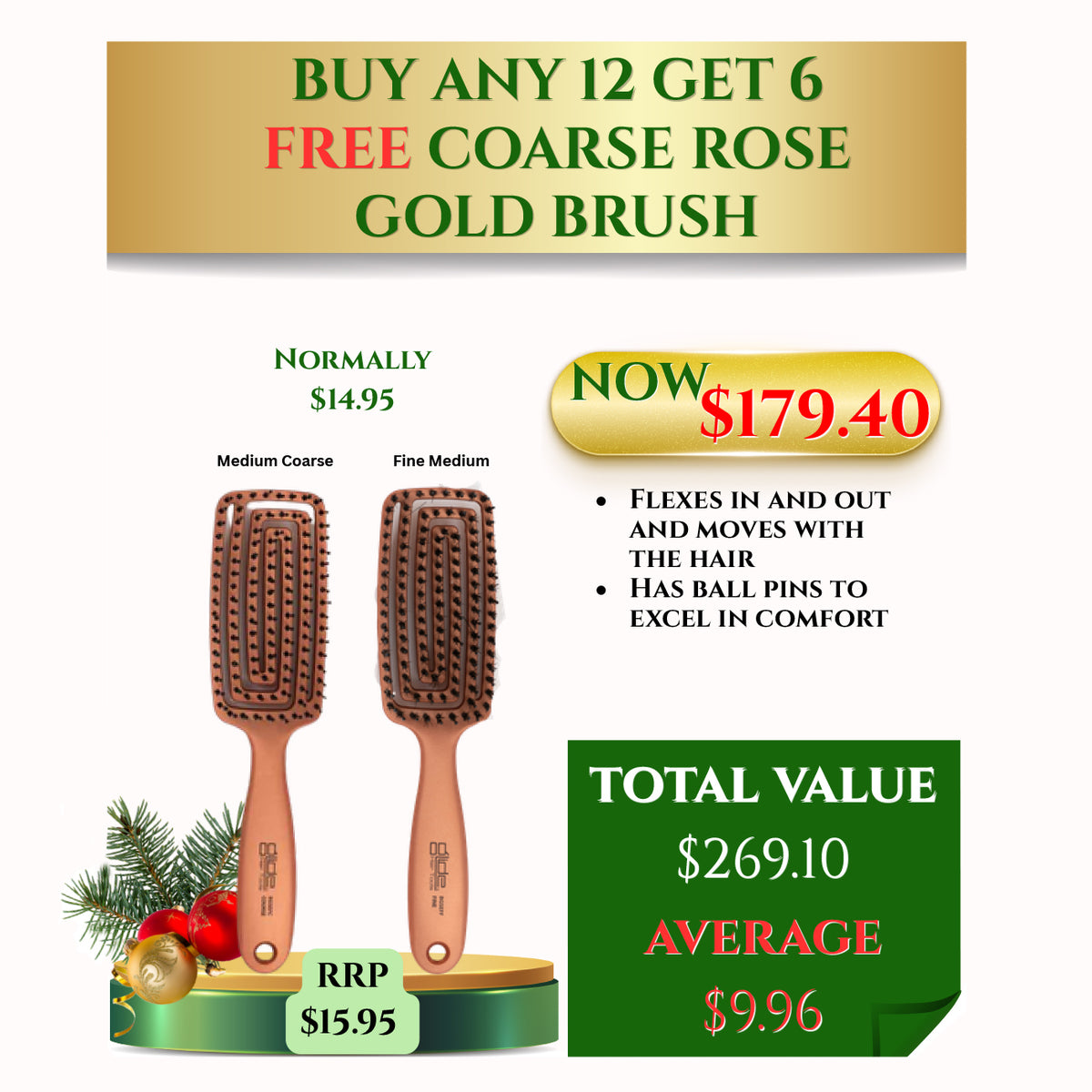 Glide Fine to Medium Limited Edition Flexi Brush- Rose Gold